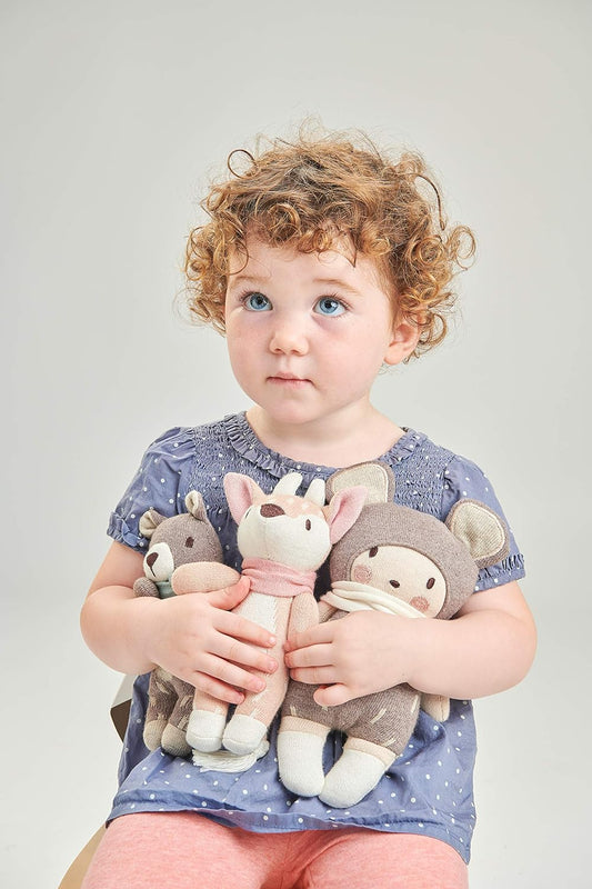 ThreadBear Design Fred The Bear Muñeco de peluche suave para bebés y niños pequeños: promueve el juego sensorial y el reconocimiento táctil desde 0+