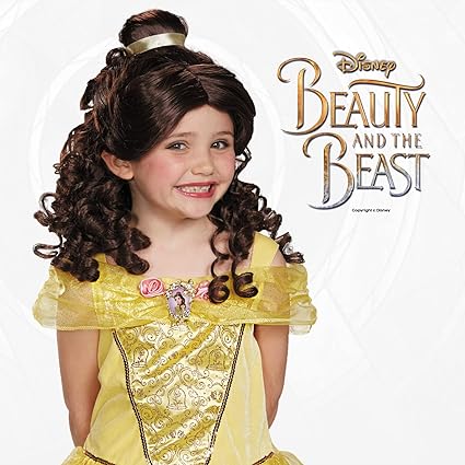 DISGUISE Disney oficial premium princesa belle peruca vestido extravagante-feito com cabelo brilhante luxuoso-acessórios de princesa perucas infantis tamanho único
