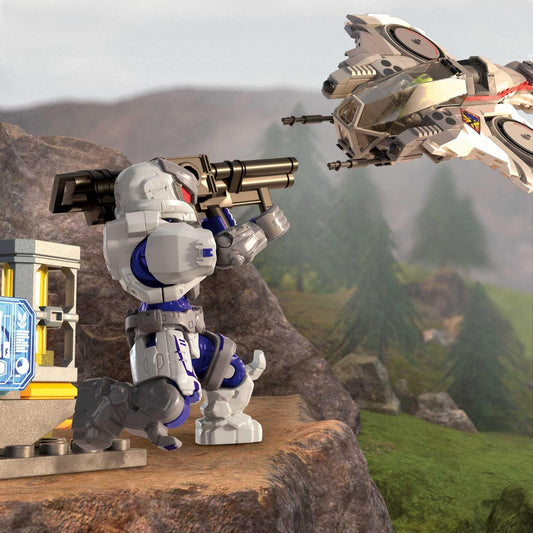 Mega Brinquedo de Montar Halo com Boneco de Ação – UNSC Arctic Burn Wasp, com 342 Peças e 2 Bonecos Articulados, para Colecionadores