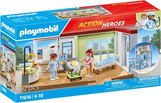 Playmobil 71616 Action Heroes: Maternidade, feita com mais de 80% de materiais reciclados e de base biológica, conjuntos detalhados adequados para crianças a partir de 4 anos