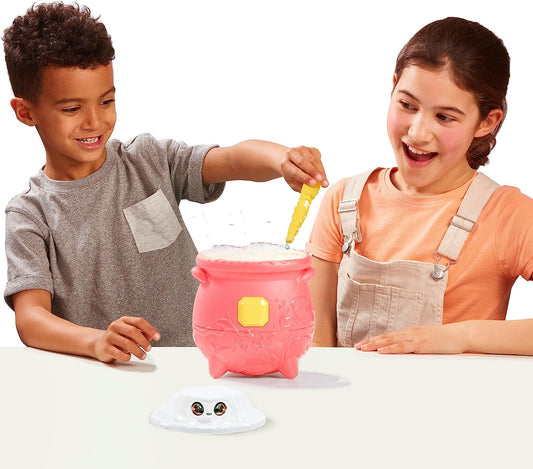 Magic Mixies Magic Gem Surprise Fire Cauldron: revela un mixie de peluche no electrónico y un anillo mágico con un caldero burbujeante emergente que revela