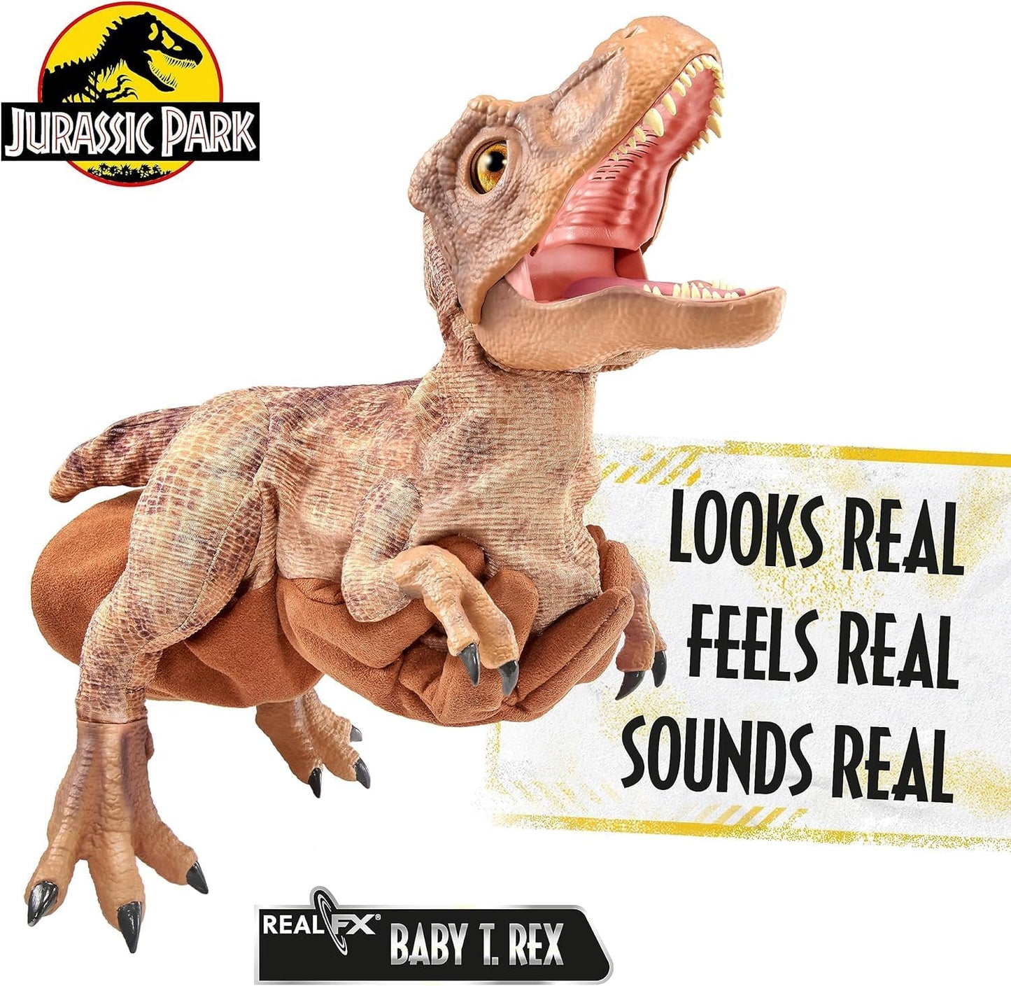 UAU! COISAS - Brinquedo de dinossauro azul bebê Jurassic World REAL FX, dinossauro animatrônico hiper-realista, movimentos realistas e sons de filmes reais, brinquedos oficiais Jurassic World Dominion, idade 8+