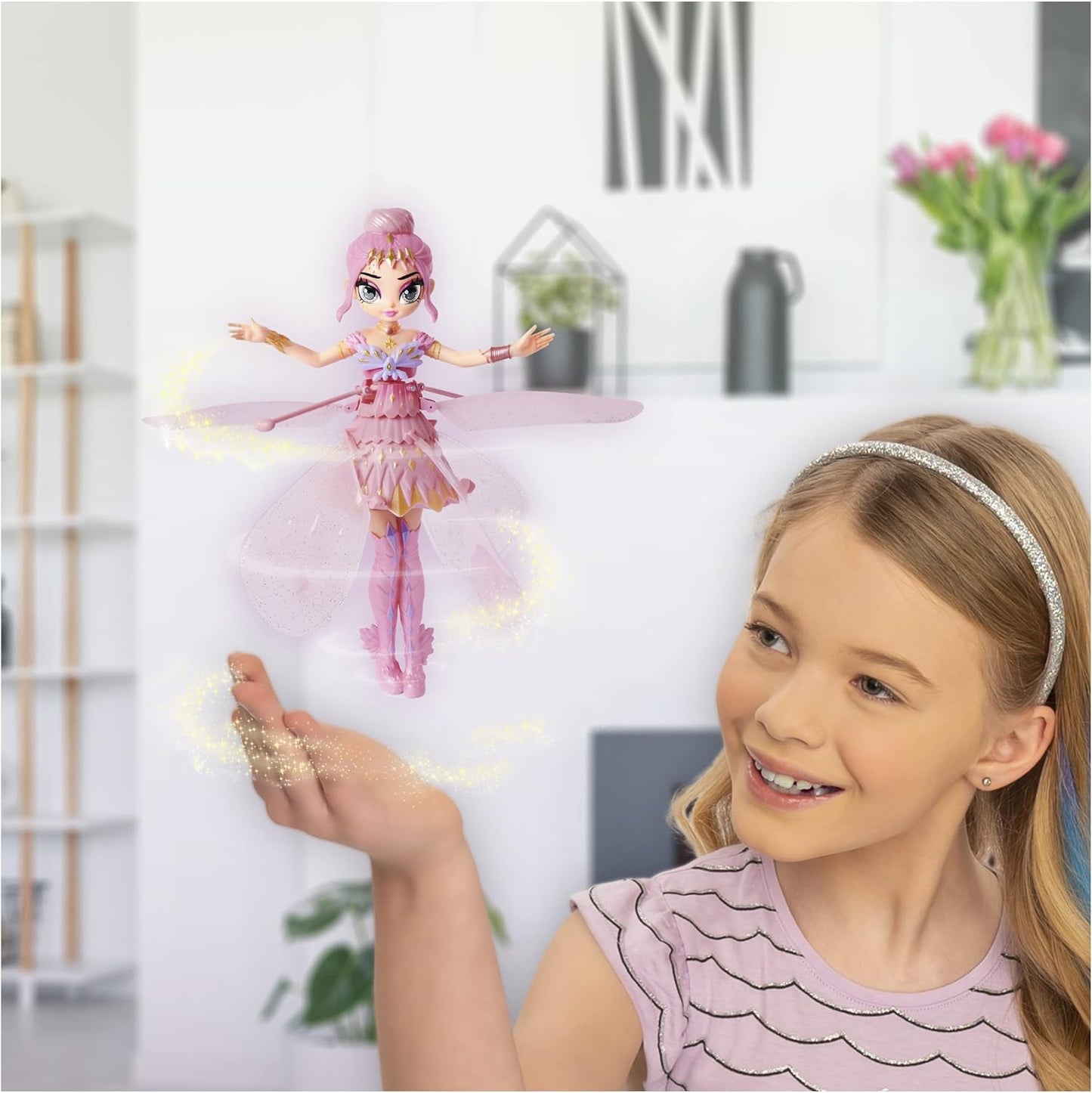 HATCHIMALS Pixies, folhetos de cristal rosa mágico voador pixie com luzes asas brilhantes e estojo de ovo de cristal drone de brinquedo para crianças de 6 anos ou mais