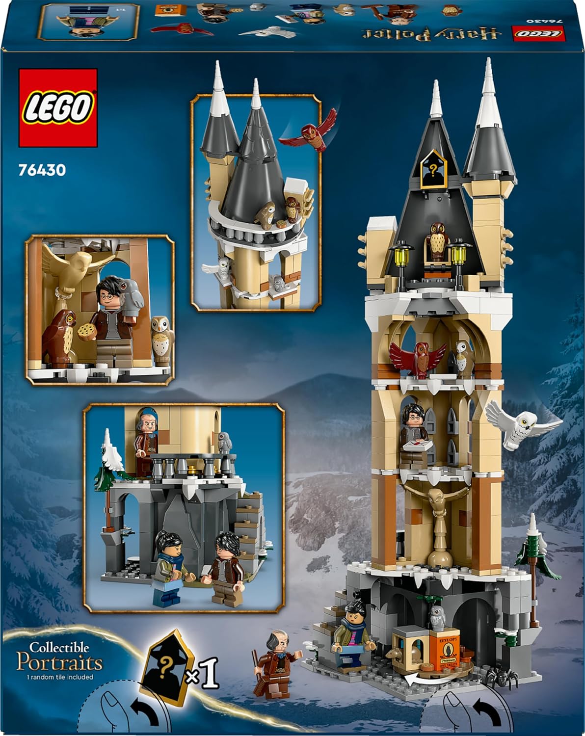 LEGO Corujal do Castelo de Hogwarts Harry Potter, brinquedo de construção para crianças, meninas e meninos com mais de 8 anos, conjunto de dramatização inclui 3 minifiguras de personagens, mais 4 figuras de coruja, ideia de presente do Mundo Mágico 76430