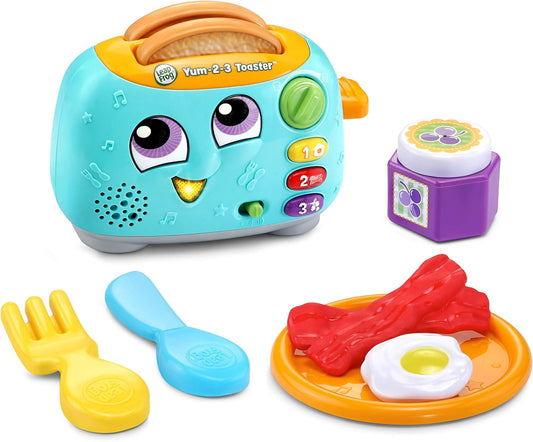 LeapFrog Torradeira Yum-2-3, brinquedo de aprendizagem com sons e cores para brincadeiras sensoriais, brinquedos educativos para crianças, brinquedos pré-escolares, brincadeiras de simulação para meninos e meninas de 1, 2 e 3 anos, versão em inglês