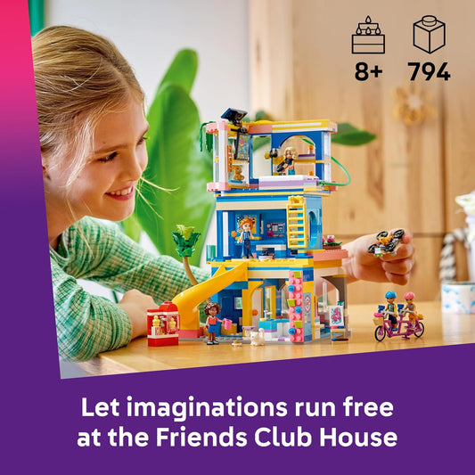 LEGO Friends Heartlake City Friends Club House Brinquedo - Conjunto em Miniatura com 5 Mini Bonecas, 3 Figuras de Animais de Estimação, incluindo Gato de Brinquedo, e Acessórios - Presente de Aniversário para Meninas a partir de 8 Anos - 42689