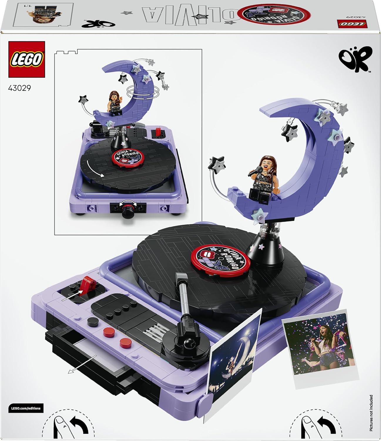 LEGO Edições "Concert Moon" da Olivia Rodrigo – Kit de Modelo de Toca-Discos com Disco de Vinil e Minifigura – Decoração para Quarto Infantil – Presente Musical para Adolescentes (Meninas e Meninos) e Fãs a partir de 14 Anos – 43029