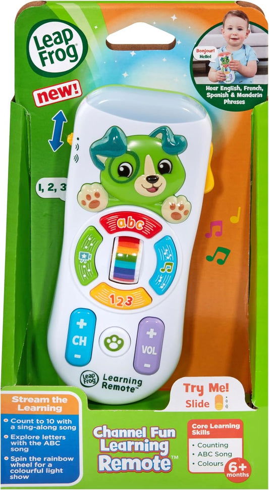 Leapfrog Channel Fun Learning Remote, brinquedo musical para bebês com cores, ABC, contagem, formas e música, brinquedo de aprendizagem interativo para bebês de 6, 12, 18, 24 meses +, versão em inglês