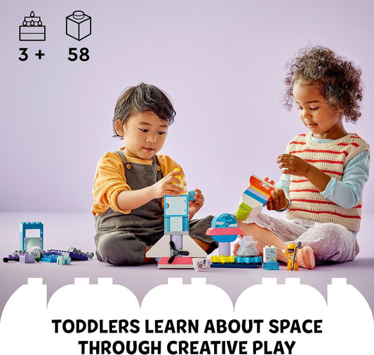 LEGO DUPLO Juego de Ladrillos de Aventura del Transbordador Espacial 3 en 1, Juguete Cohete para Niños a Partir de 3 Años, Niños y Niñas con Figuras de Astronauta, Juguetes de Aprendizaje Científico, Idea de Regalo de Cumpleaños 10422