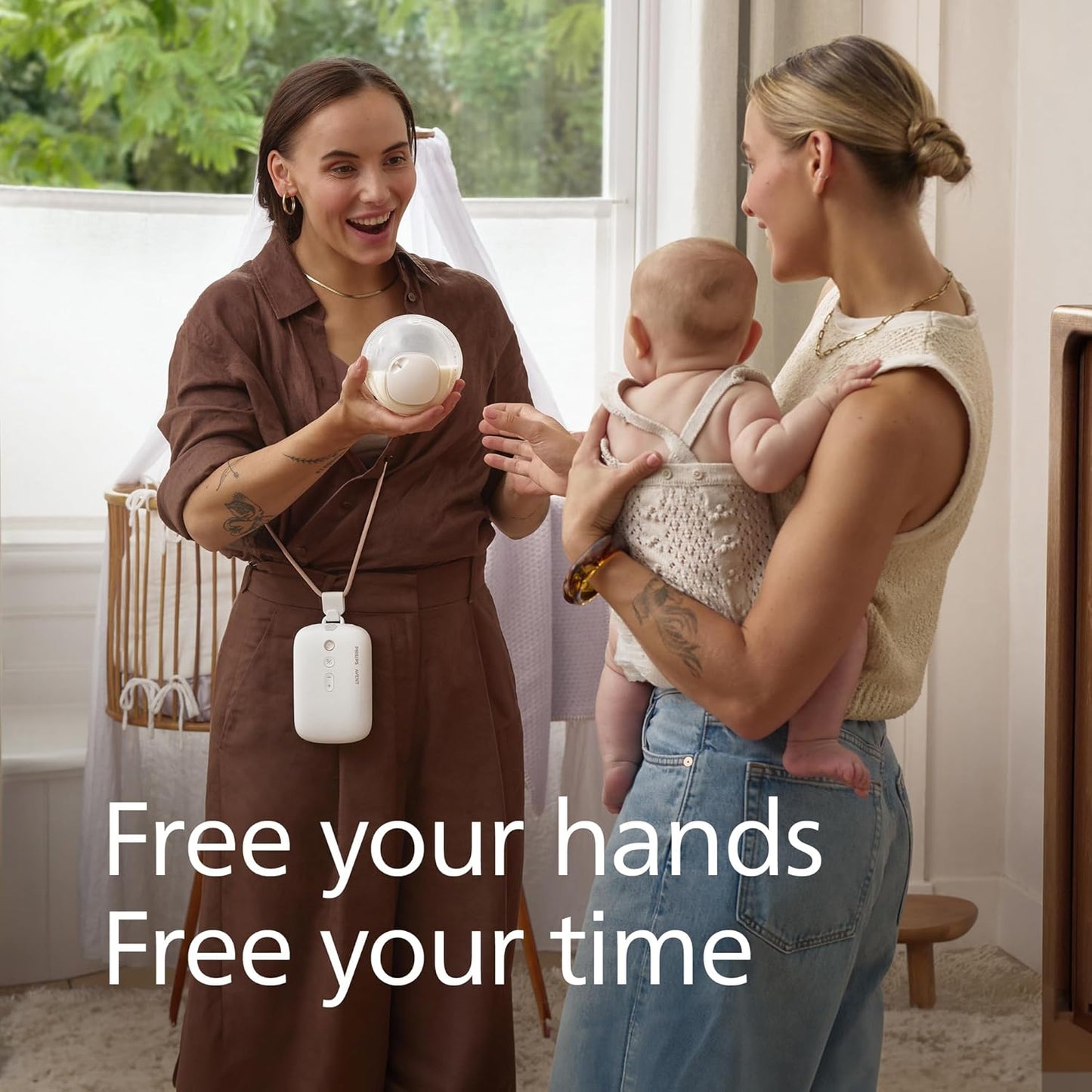 Philips Avent Bomba tira-leite elétrica dupla Hands-Free, motor com potência hospitalar, imita o ritmo de sucção do bebê, bombeia até 85 vezes por minuto, 2 copos coletores, 4 protetores de seios, modelo SCF547/11