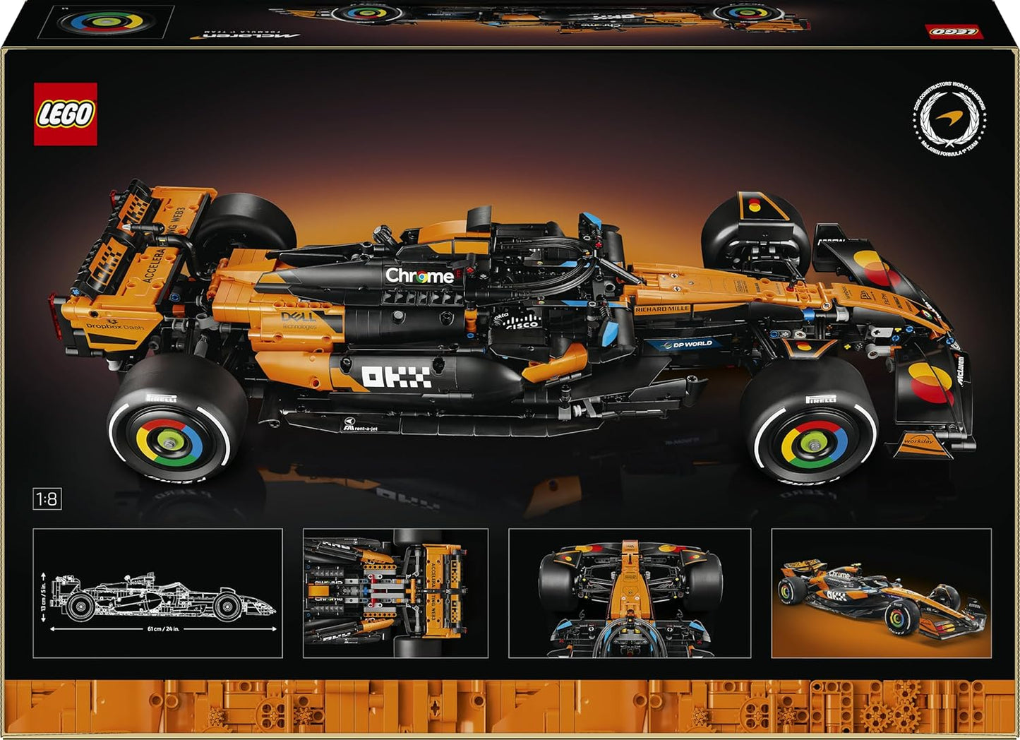 LEGO Kit de modelo Technic McLaren MCL39 F1 para adultos - Conjunto de construção colecionável de Fórmula 1 com motor V6, diferencial e ativador DRS - Ideia de presente para fãs de corridas e automobilismo - 42228