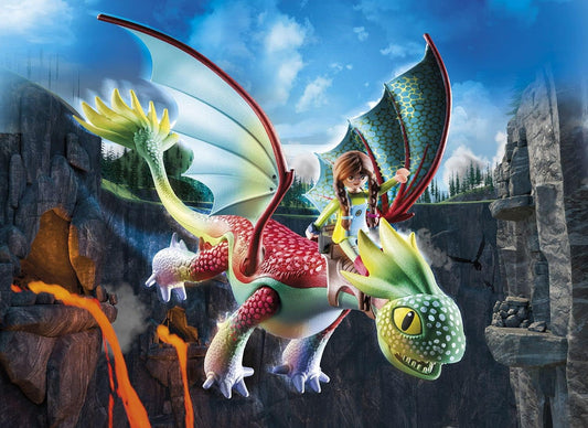 Playmobil 71083 Como Treinar o Seu Dragão: Nove Reinos Feathers e Alex, Brinquedo de Dragão com asas móveis e personagens de TV, Divertido Jogo de RPG Imaginativo, Conjunto Adequado para Crianças a partir de 4 Anos