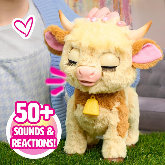 Just Play furReal Maggie, a Vaca Interativa "Coma e Siga", Mini Vaca Highland de 28 cm, para Meninos e Meninas a partir de 4 Anos