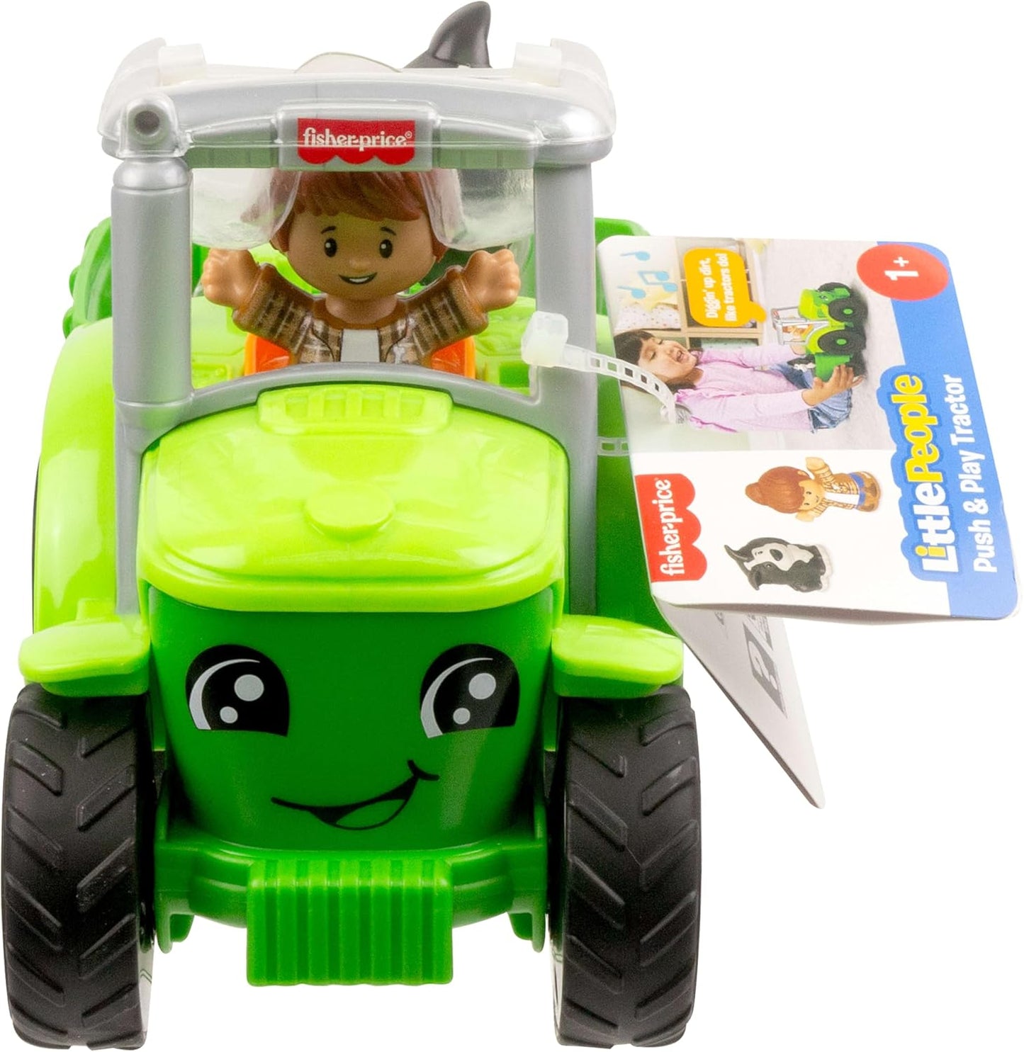 Fisher-Price Trator de brinquedo Little People para crianças pequenas, com música e 2 figuras para brincar de faz de conta. Ideal para crianças a partir de 1 ano de idade. JGX12
