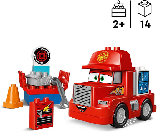 LEGO DUPLO Disney e Pixar’s Cars Mack at the Race Set, brinquedo de construção de caminhão para crianças, meninos e meninas com mais de 2 anos, Red Hauler edificável do filme, ideia de presente de aniversário 10417