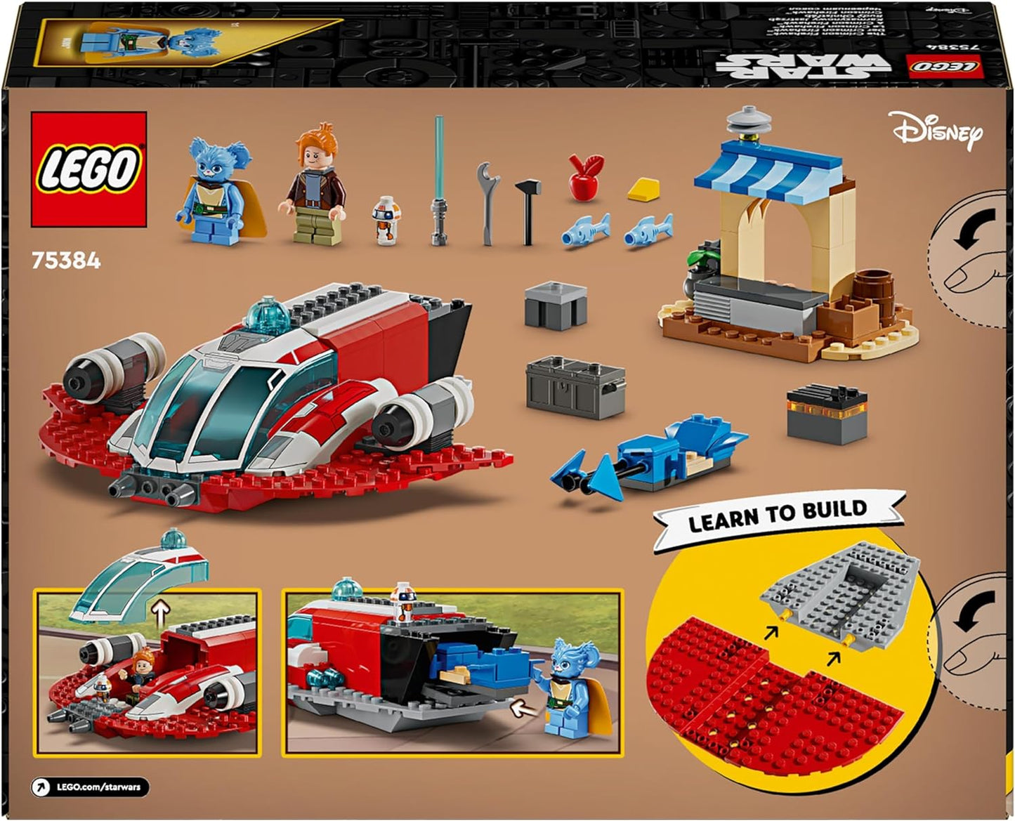 LEGO 75384 Star Wars The Crimson Firehawk, conjunto inicial de Young Jedi Adventures, nave estelar de brinquedo montável para crianças, meninos e meninas de mais de 4 anos com veículo Speeder Bike e 3 personagens, ideia de presente