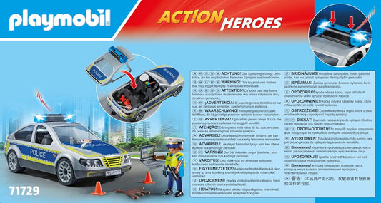 Playmobil | Heróis de Ação | Carro de Patrulha da Polícia | Carro de Polícia | Carro de Brinquedo | Brinquedos para Crianças a partir de 4 anos | 71729