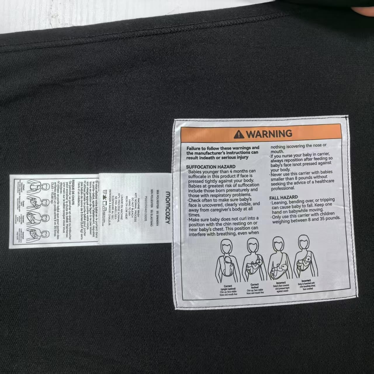 Momcozy Baby Wrap Carrier, cangurus para bebês fáceis de usar, cangurus leves para bebês com as mãos livres, cangurus ajustáveis para recém-nascidos e crianças de 3,6 a 16 kg, preto