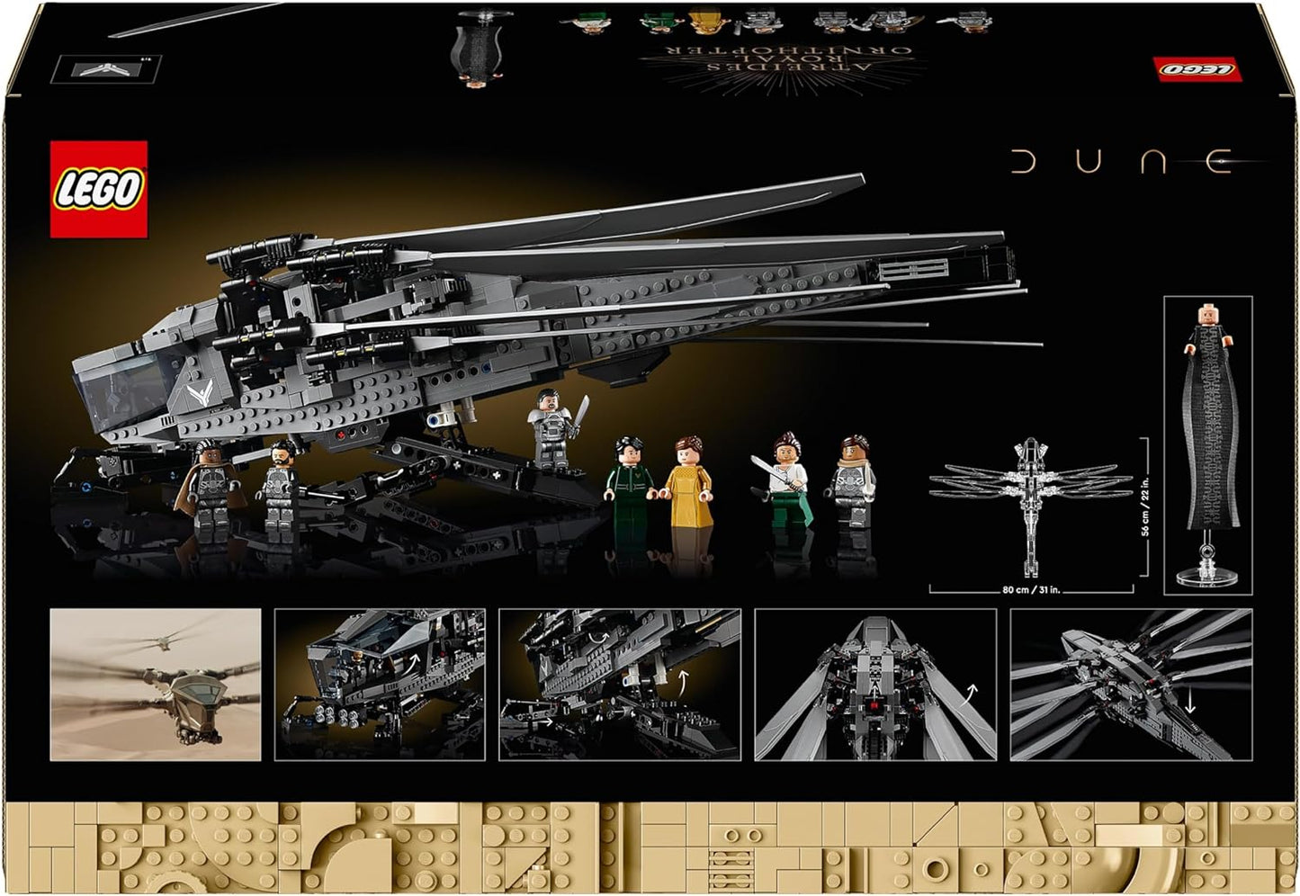 LEGO 10327 Icons Dune Atreides Royal Ornithopter, kit de modelo para adultos construir, presentes de aviação com tema de filme para homens, mulheres, ele, ela, conjunto de veículos com 8 minifiguras Inc.