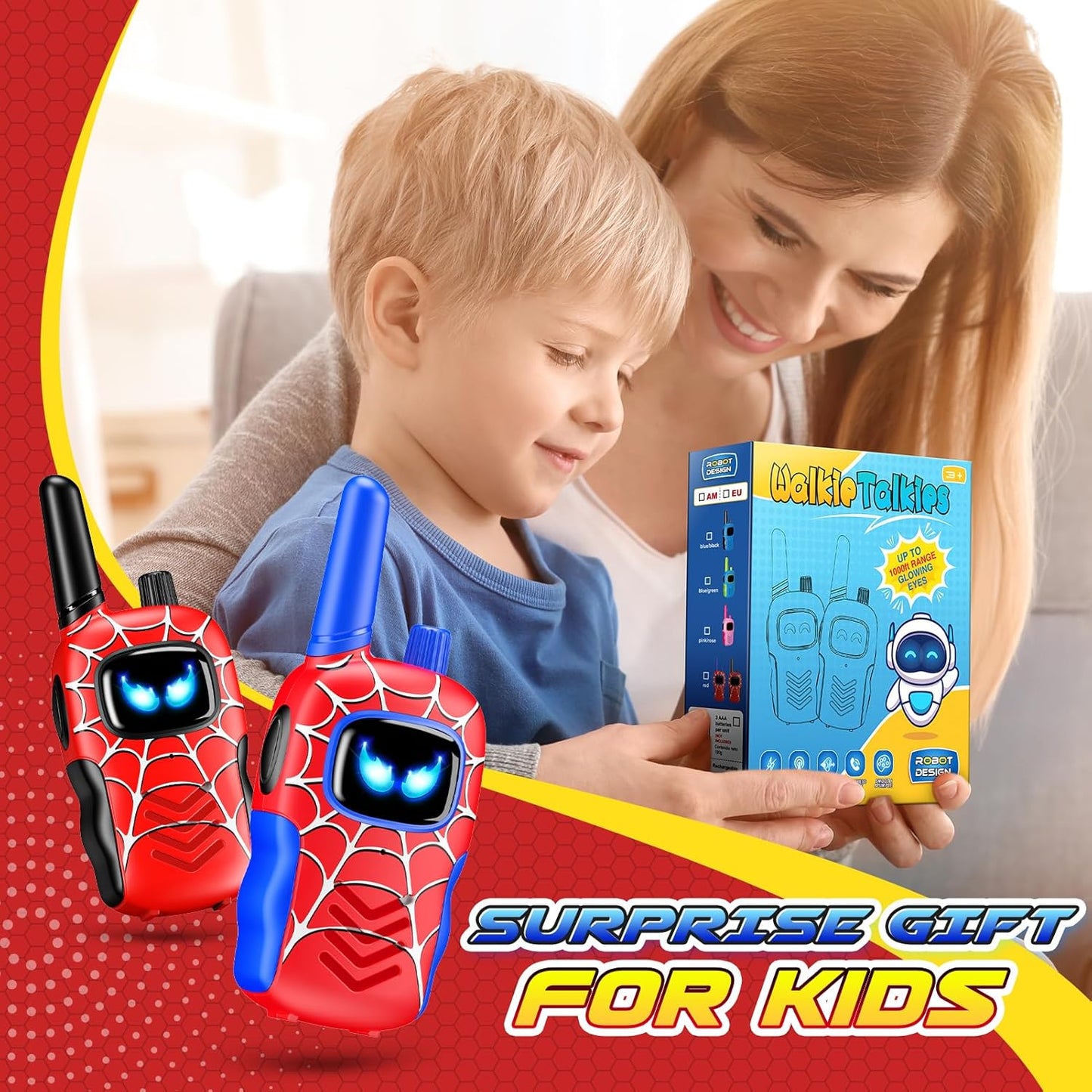 Walkie-talkies de aranha para crianças de 3 a 12 anos, ideal para meninos e meninas. Presente perfeito para aniversários e Natal. Ideal para atividades ao ar livre, como acampamentos e jardins.