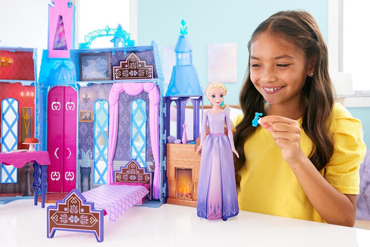 Mattel Disney Frozen 2 Elsa's Arendelle Castle Doll House, 2+ Ft Tall | Includes Elsa Fashion Doll with Removable Skirt & Playset with 4 Play Areas, Furniture & Accessories, HLW61