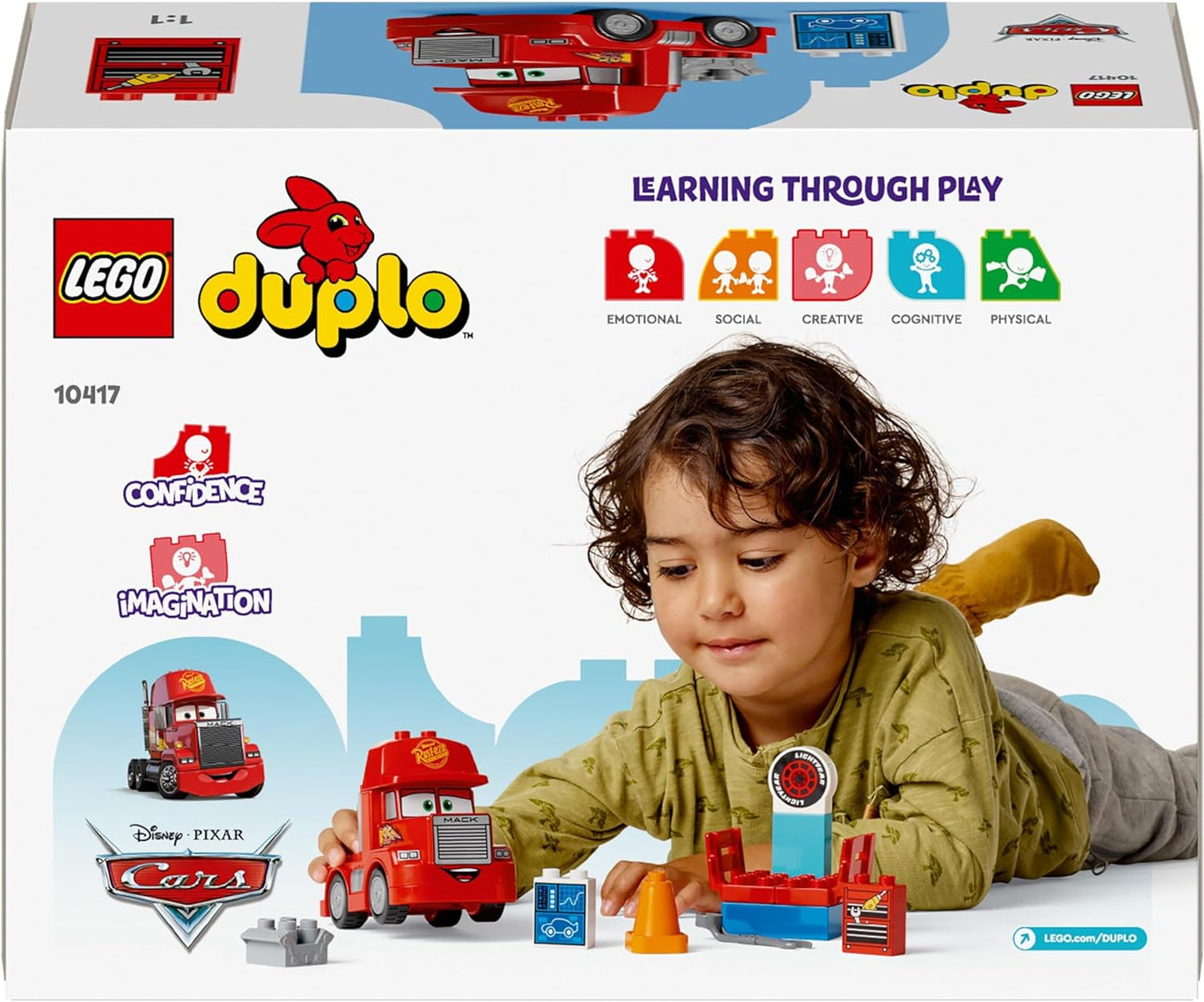 LEGO DUPLO Disney y Pixar's Cars Mack en la Carrera Set, Juguete de Construcción de Camión para Niños, Niños y Niñas a Partir de 2 Años, Transportista Rojo de la Película para Construir, Idea de Regalo de Cumpleaños 10417