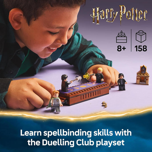 LEGO Harry Potter Castelo de Hogwarts: Playset do Clube de Duelo com 4 minifiguras colecionáveis, incl. Draco Malfoy e Severus Snape, brinquedo de dramatização com função de tombamento para meninos e meninas a partir de 8 anos