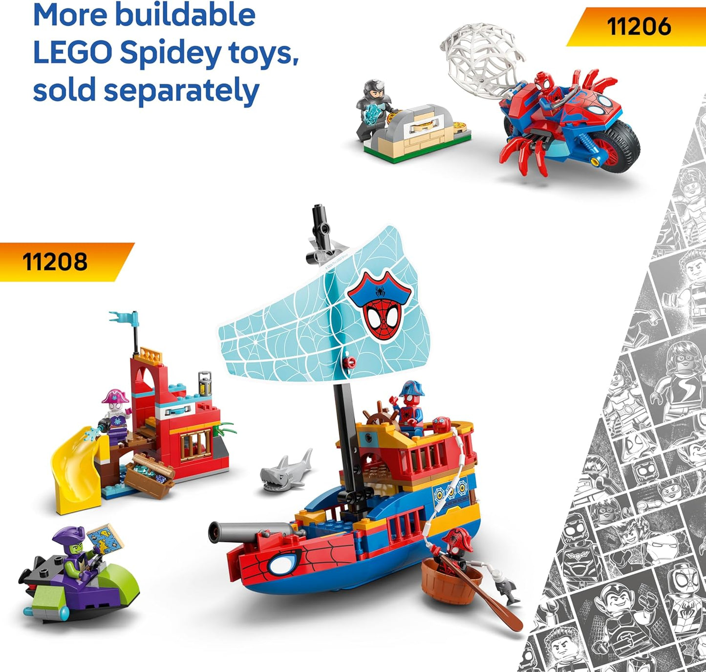 LEGO ǀ Marvel Homem-Aranha: Veículos Subaquáticos - Brinquedo de Super-Herói com 3 Submarinos e 3 Minifiguras - Presente para Meninos a partir de 4 Anos e Fãs do Desenho do Homem-Aranha e Seus Amigos Incríveis - 11207