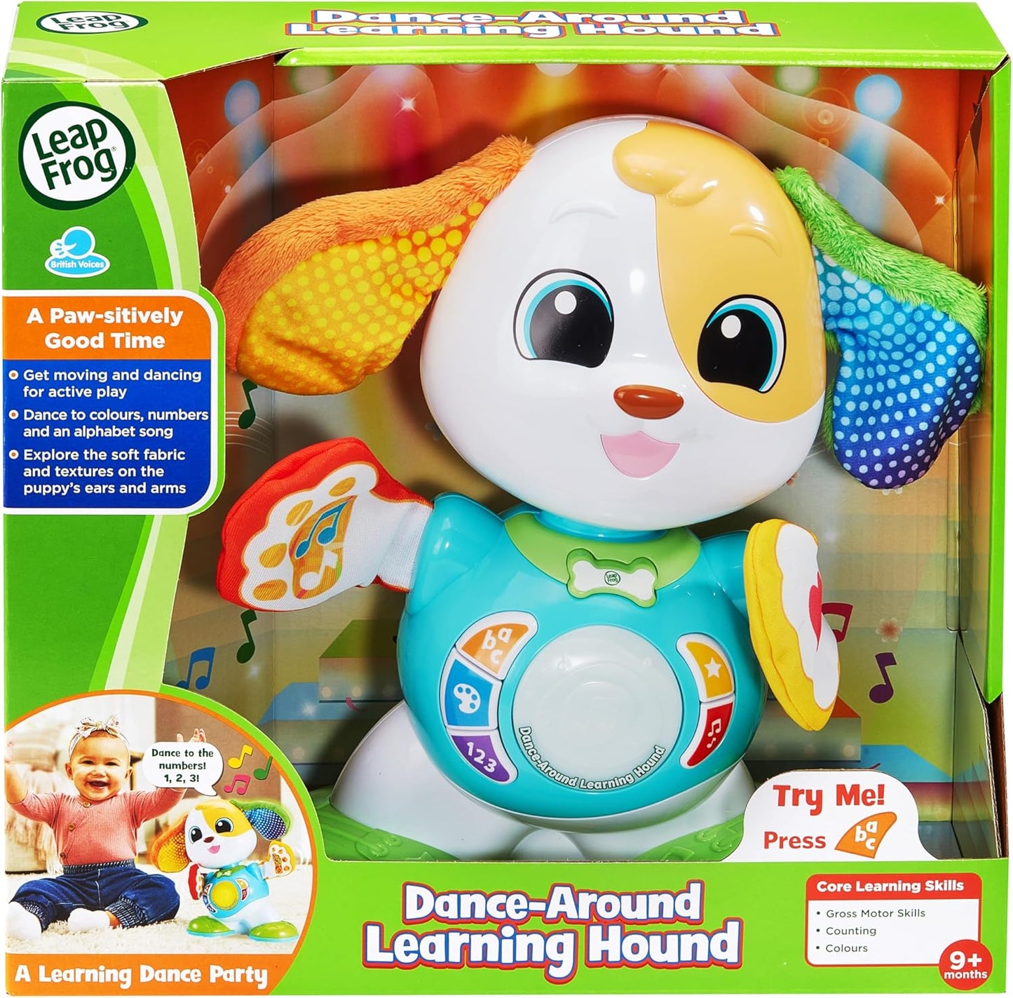 LeapFrog Dance-Around Learning Hound, brinquedo interativo para cães dançantes com luzes, cores e música, ensina letras, cores e números, presente divertido para bebês de 9, 12, 18 meses +