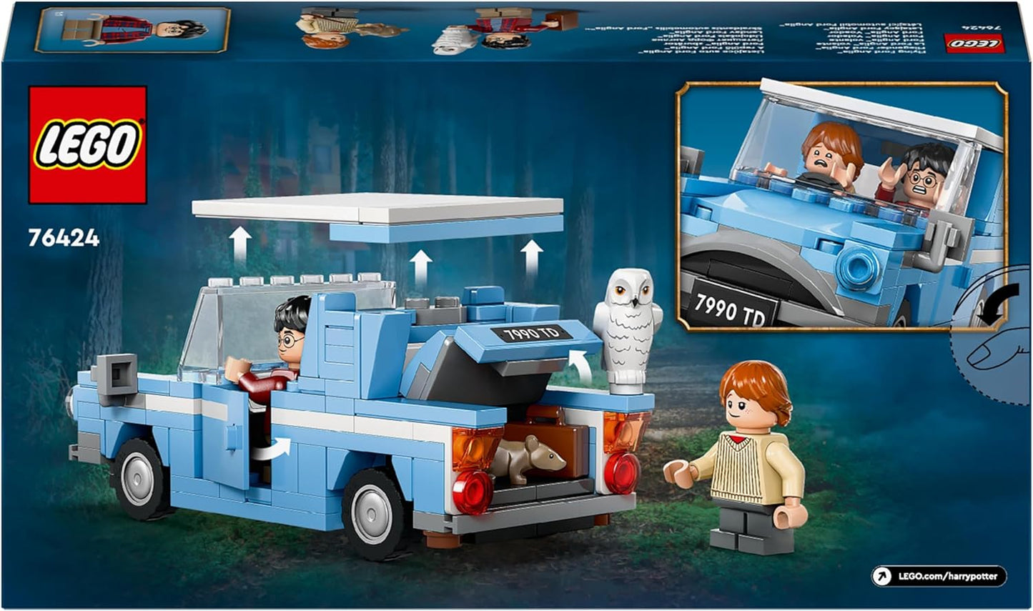 LEGO Harry Potter Ford Anglia Coche volador de juguete para niños, niños y niñas a partir de 7 años, modelo para construir con minifigura del personaje de Ron Weasley y figura de Hedwig el búho, regalos del Mundo Mágico 76424