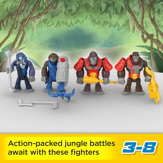 Conjunto de Figuras de Brinquedo Imaginext Army, Pacote de Exército Nível Chefe com 9 Peças: Gorila versus Macaco com Acessórios para Brincadeiras de Faz de Conta em Idade Pré-escolar, 3 a 8 Anos, HML57