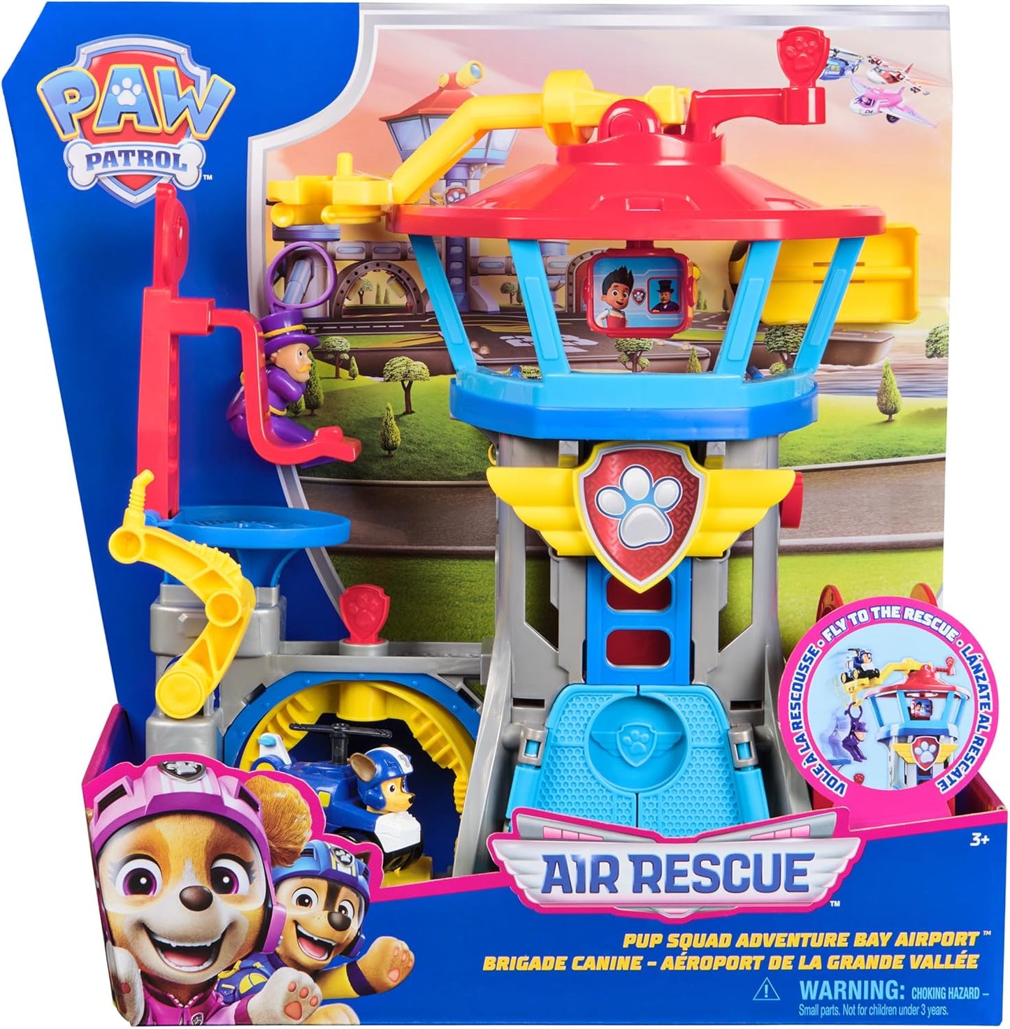 Paw Patrol: Conjunto de Brinquedo Aeroporto Air Rescue, Pup Squad Adventure Bay, com Lançador de Carrinhos de Brinquedo Chase, Brinquedo Infantil para Meninos e Meninas a partir de 3 Anos