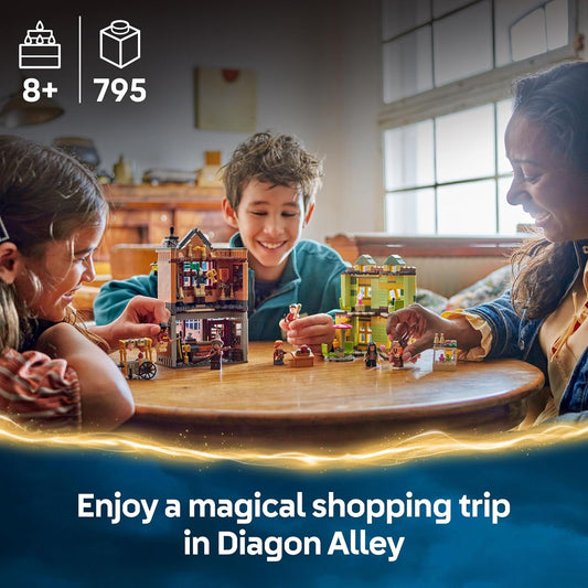 LEGO Conjunto Harry Potter Artigos de Quadribol de Qualidade e Sorveteria com 2 Brinquedos da Loja do Beco Diagonal, 6 Minifiguras e Acessórios, incluindo uma Vassoura Nimbus 2000 - Presente para Meninos e Meninas a partir de 8 Anos - 76452