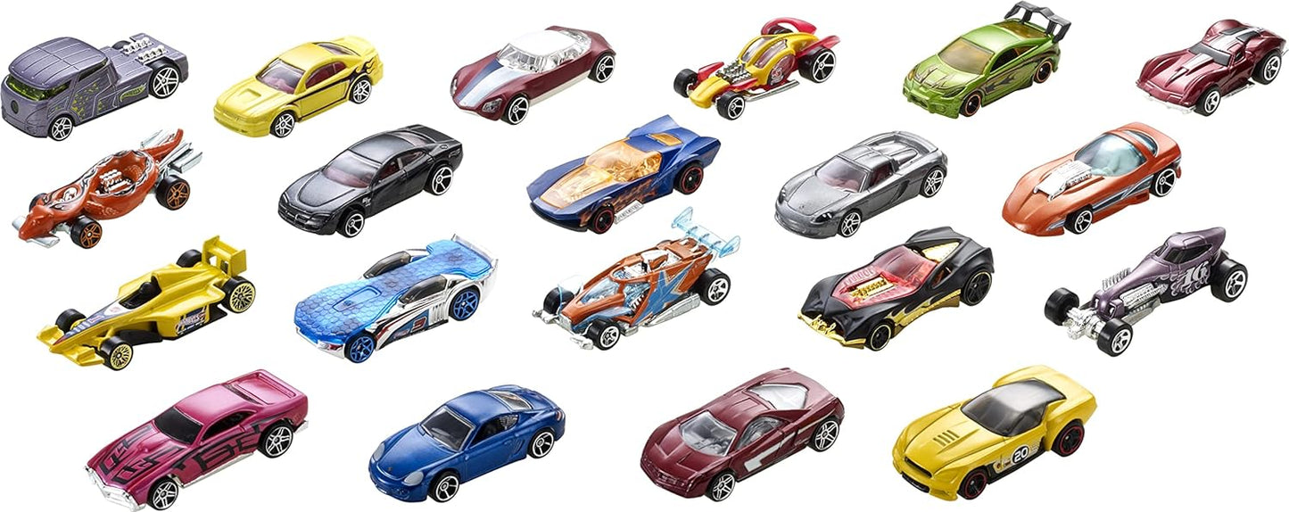 Hot Wheels Paquete de 20 autos surtidos Vehículos de juguete a escala 1:16 Gran regalo para niños y coleccionistas de 3 a 93 años Colección de iniciación instantánea perfecta para obsequios de fiesta, H7045