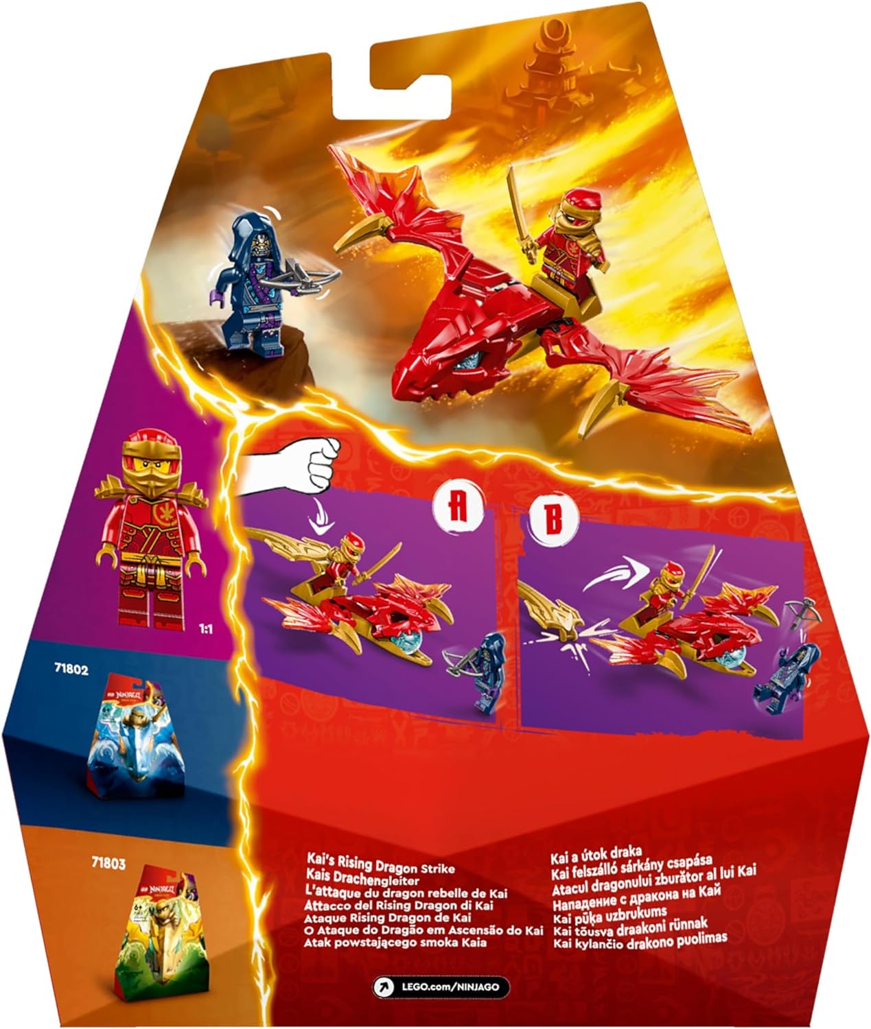 LEGO NINJAGO Kai's Rising Dragon Strike, juguete ninja para niños, niñas y niños a partir de 6 años, juego de construcción de figuras con minifigura de Kai y accesorio de espada minikatana, juguetes para juegos de rol, idea de regalo 71801