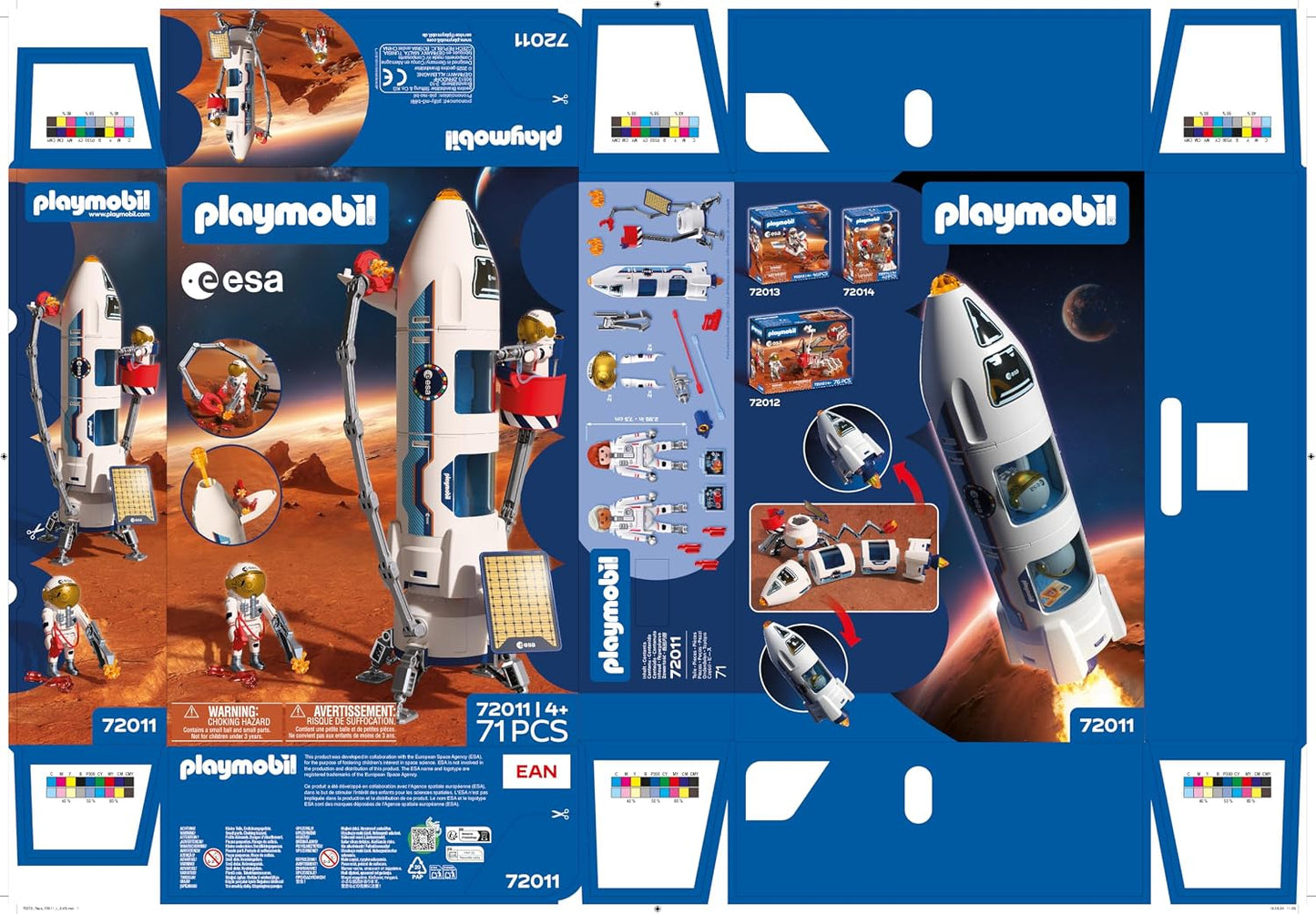 Playmobil Space ESA – Foguete de Pesquisa em Marte, foguete modular com plataforma de lançamento e 2 astronautas, conjunto de brinquedo espacial, para crianças a partir de 4 anos, 72011