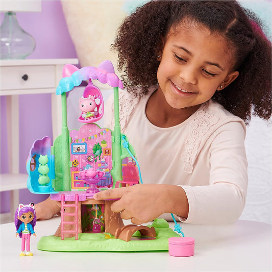 Gabby's Dollhouse Transforming Garden Treehouse Playset con luces, 2 figuras, 5 accesorios, 1 entrega, 3 muebles, juguetes para niños a partir de 3 años