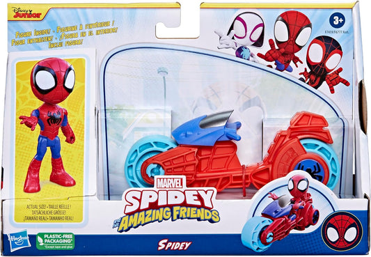 SPIDEY Y SUS ASOMBROSOS AMIGOS SPIDEY Y SUS ASOMBROSOS AMIGOS Marvel, Figura de acción de Spidey, Moto de juguete, Juguetes para niños y niñas de 3 años en adelante
