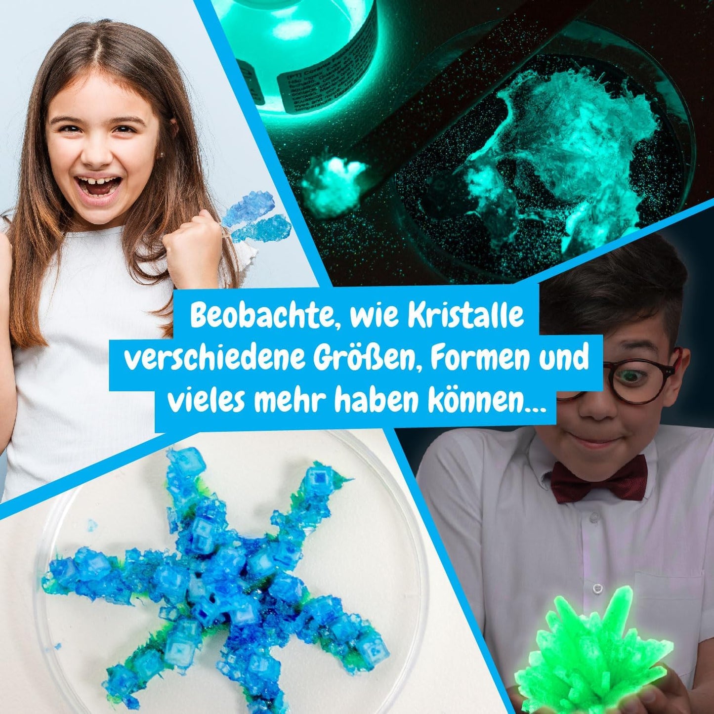 Science4you - Kit de cultivo de cristais para crianças de +8 anos - Conjunto de química com 10 experimentos científicos para crianças: cultivo de cristais e pedras preciosas, brinquedos de haste