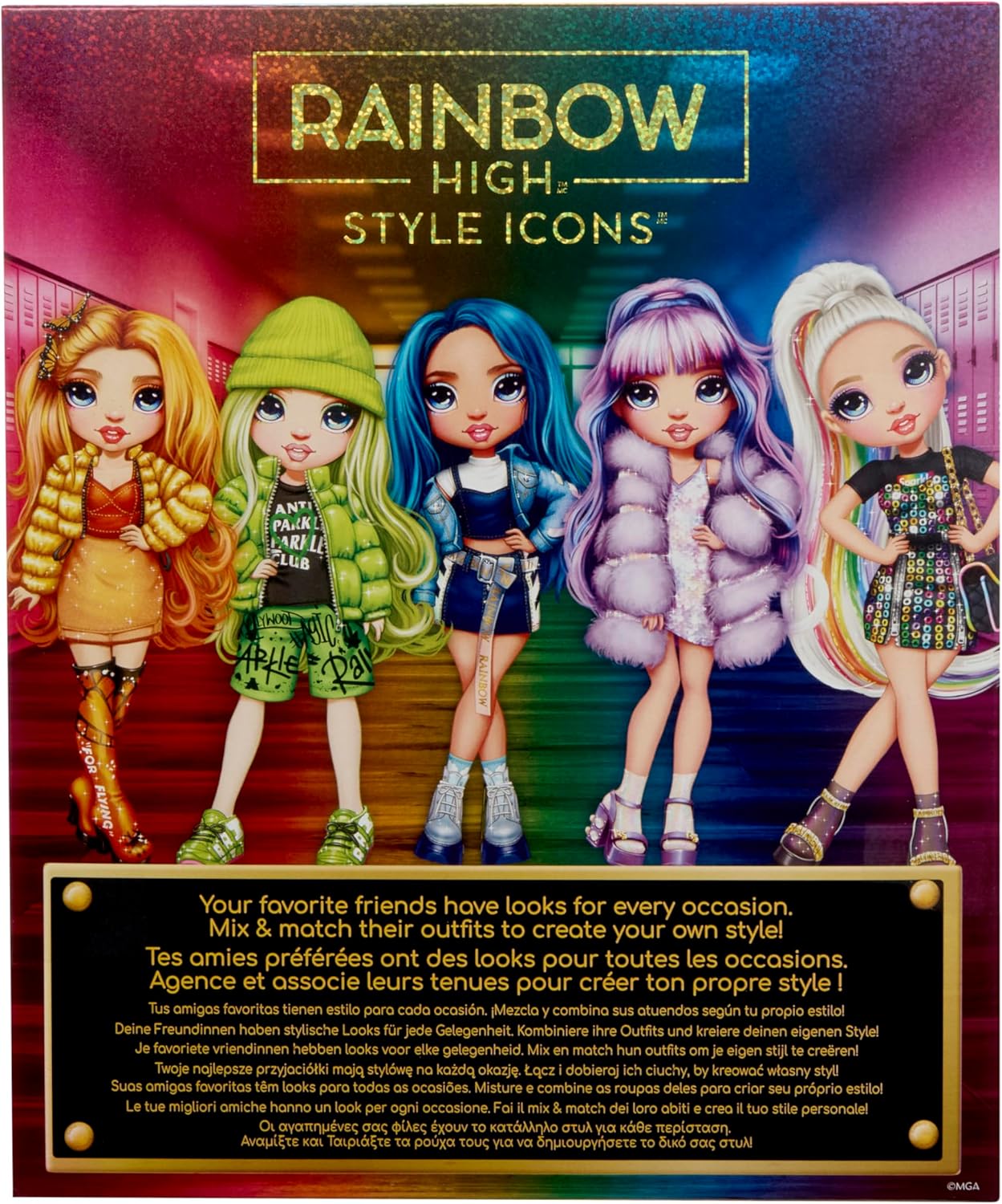 Rainbow High Style Icons Poppy - Boneca Fashion de 28cm com Cabelo Longo e Penteável, Acompanha uma Segunda Roupa Combinando e um Par de Sapatos, Flexível com 13 Pontos de Articulação.