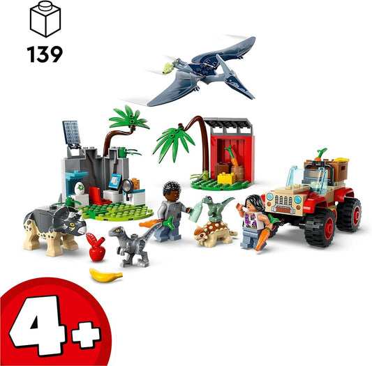 LEGO Jurassic World Centro de Rescate de Dinosaurios Bebés Juguete para niños, Mini Triceratops, Ankylosaurus y Velociraptor Dino Figuras de juguete, Regalos para niños y niñas de 4 años en adelante 76963