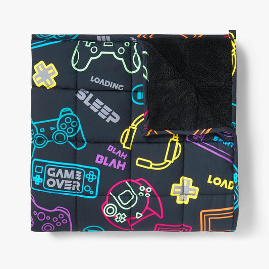 Cobertor pesado OHS para adultos 3 kg, cobertor pesado para jogos preto Teddy Fleece Reverse Calmante para alívio da ansiedade Terapia do sono Presentes para adultos, 100 x 150 cm (Aviso: adequado apenas para maiores de 3 anos)
