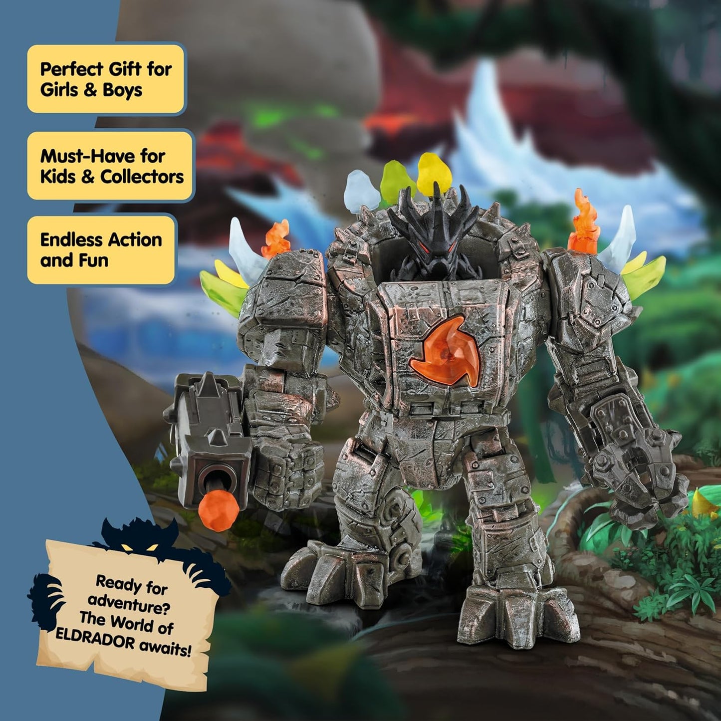 SCHLEICH Criaturas de Eldrador - Conjunto de 20 peças com Robô Mestre, Miniaturas e Armas - Figuras de Ação Articuladas para Meninos e Meninas - Conjunto de Brinquedos com Robôs de 23 cm - Crianças a partir de 7 anos | 42549