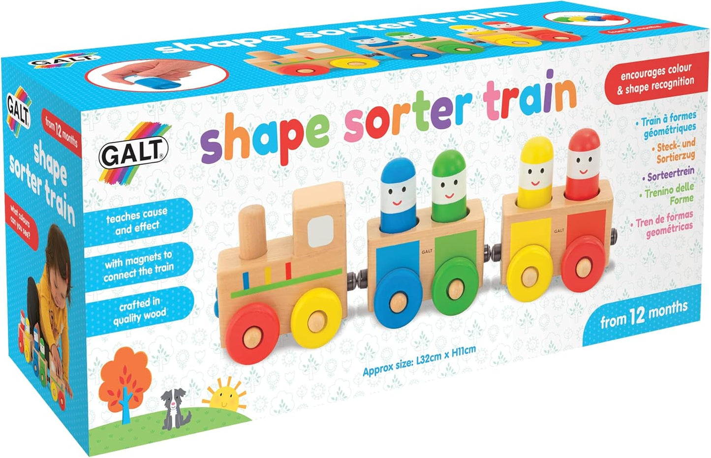 Galt Toys, Trem de Formas, Classificador de Formas de Madeira, Brinquedo de Desenvolvimento, Idades 1 Ano ou Mais