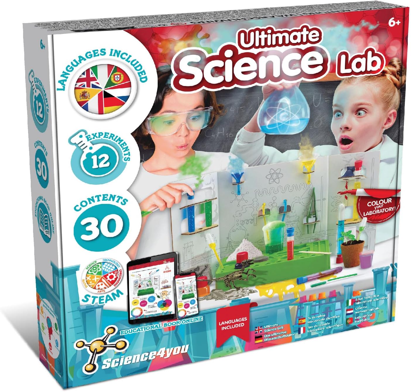 Science4you Corpo Humano Crianças Descubra os detalhes do Corpo Humano, Science4you Arco-Íris Vulcão Brinquedo Crianças Kit Vulcão, Science4you Laboratório de Ciências Crianças Idade 5 6 7+ Faça Seu Próprio Conjunto de Química