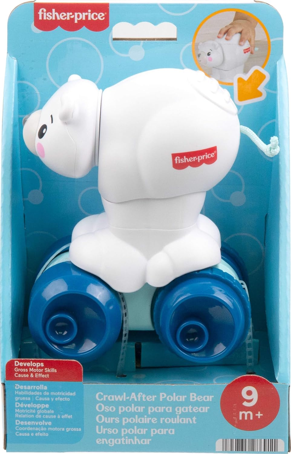 Brinquedo Fisher-Price Baby: Urso Polar Engatinhando, Veículo de Atividades com Tema Animal e Detalhes Sensoriais para Bebês a partir de 9 Meses, JDL63