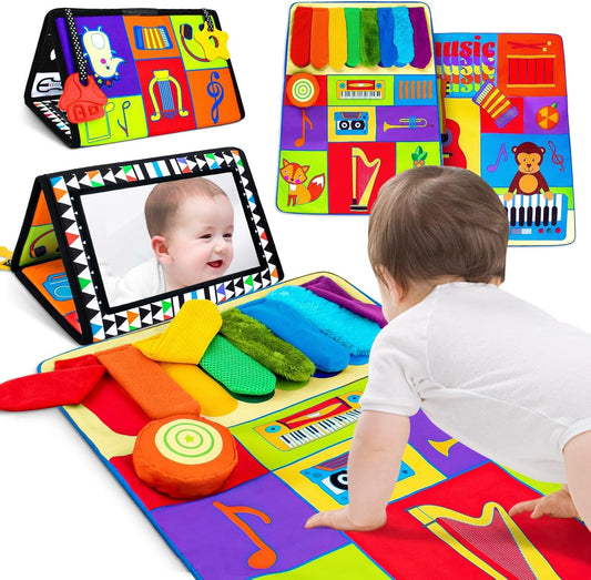 Inbeby bebê barriga tempo espelho brinquedos, brinquedos do bebê 0-6 meses, barriga tempo travesseiro alto contraste preto e branco brinquedos recém-nascidos,Suporte de mesa preto e branco de alto contraste para bebê recém-nascido