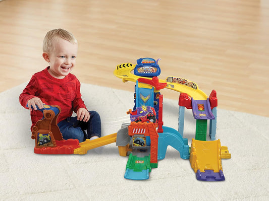 VTech Toot-Toot Drivers Monster Truck Rally, conjunto de jogos de veículos com Monster Truck incluído, luzes e sons, pista de corrida de brinquedo musical para crianças de 1, 2, 3, 4 e 5 anos, versão em inglês