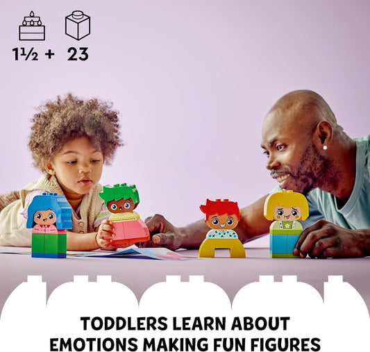 LEGO DUPLO Mis primeros grandes sentimientos y emociones, juguetes de aprendizaje personalizables para actividades de desarrollo temprano con 23 coloridas piezas de construcción y 4 personajes para bebés y niños pequeños de 18 meses más 10415