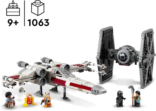 LEGO Conjunto mash-up Star Wars TIE Fighter e X-Wing, brinquedo de construção Starfighter com mais de 9 anos para crianças, veículos com 4 minifiguras e uma figura de dróide, presente criativo para meninos, meninas e fãs 75393